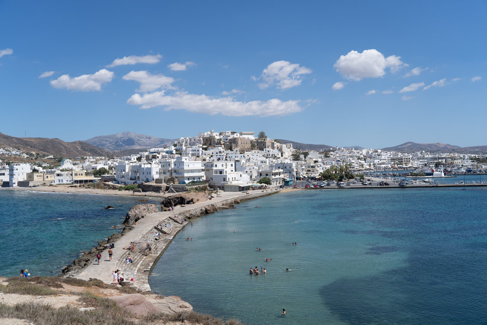 Ferry from Santorini to Koufonisia, stopping in Naxos (pictured)