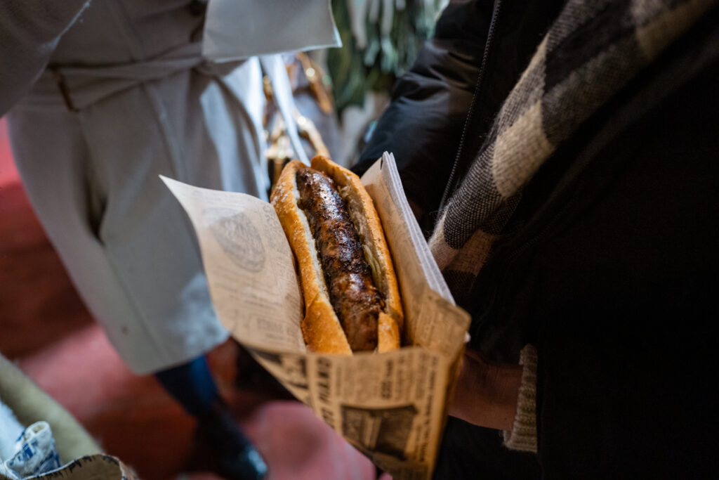 food at the christmas market paris